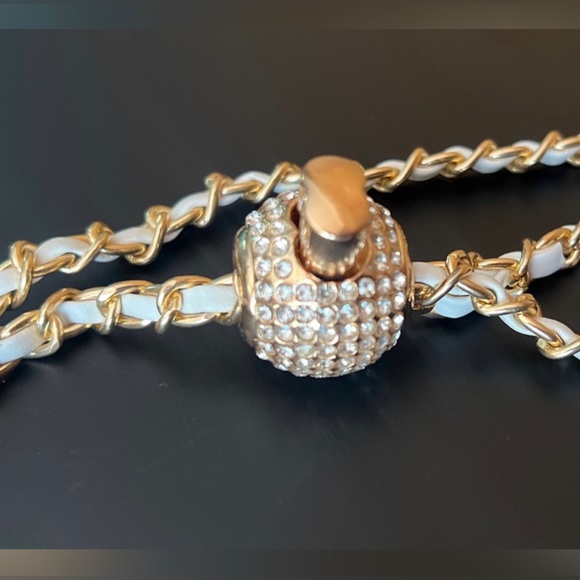 Luxury Rhinestones Replacement
Adjustable Chain Shoulder Bag Strap-white/Gold - Picture 4 of 8